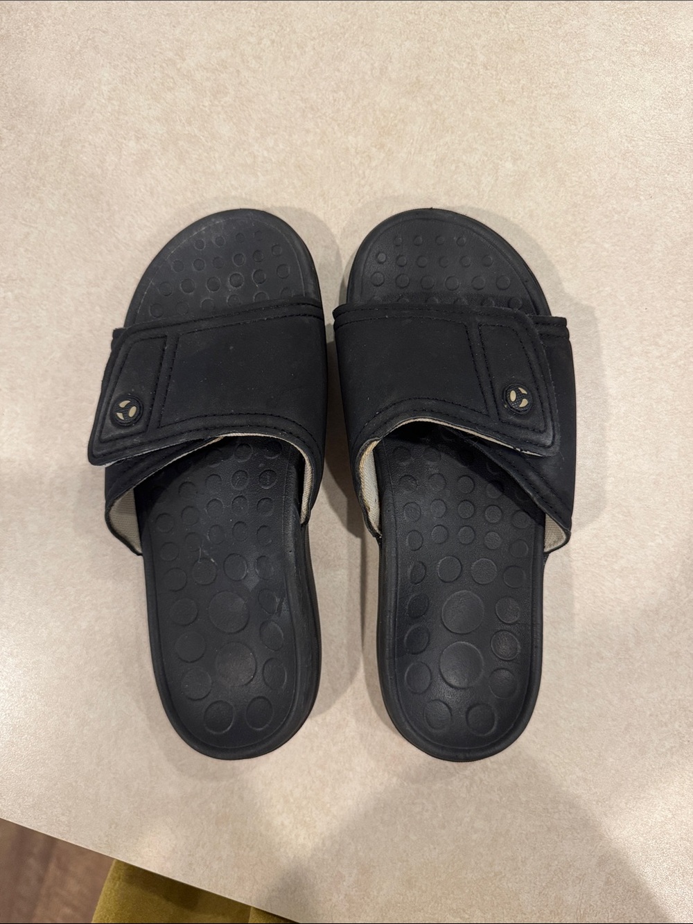 Vionic Black Adjustable Slide Sandals for Women